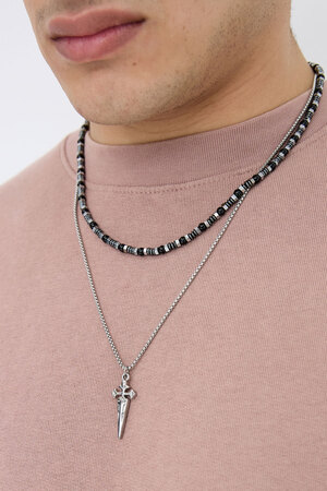 Simple men's necklace with sword charm - silver  h5 Picture3